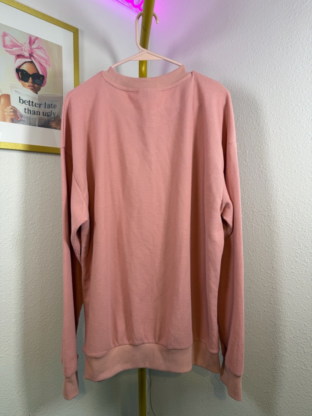 Comfrt Waffle Knit Lounge Set Pink NWT Women’s Large - Picture 5 of 9